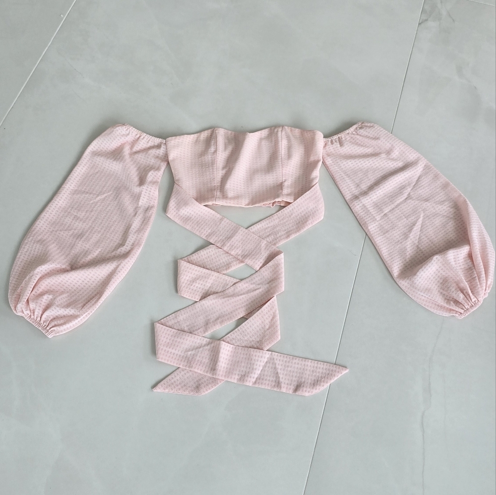 Revolve By the Way Maya Off-the-Shoulder Blouse - Pink Gingham - XXS - Picture 5 of 9